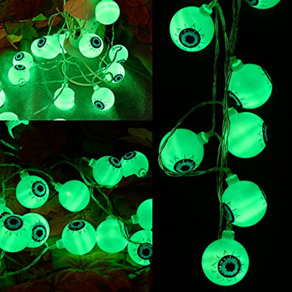 Décoration d'Halloween pour intérieur et extérieur : Guirlande lumineuse de 5 m avec 30 LED en forme d'yeux