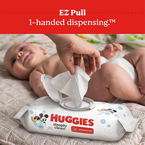 Huggies Simply Clean Fragrance-Free Baby Wipes, 6 Flip-Top Packs (384 Wipes Total)