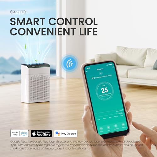 MERONTE Air Purifiers for Home Up to 1690Ft² Smoke Removal Odors, lvory