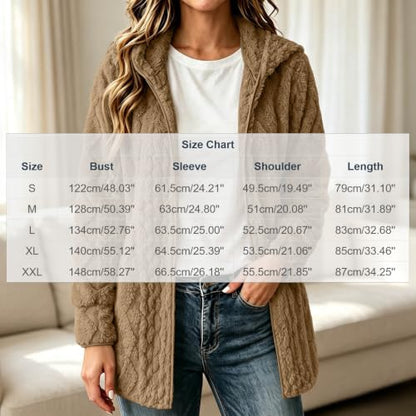 Generic Women Fleece Jackets Warm Fuzzy Sherpa Cardigan Sweater with Hood