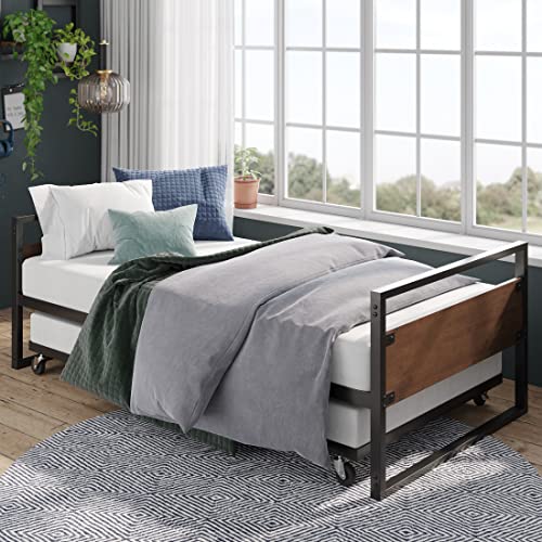 ZINUS Suzanne Bamboo and Metal Daybed with Trundle/Mattress Foundation with Steel Slat Support/Easy Assembly, Twin