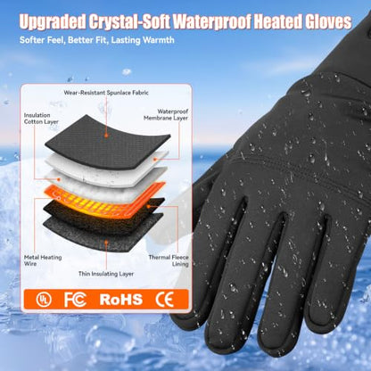 Thin Heated Glove Liners for Men Women, Rechargeable Gloves for Winter | Touchscreen-Friendly Slim Fit Heating Work Gloves Waterproof for Ski Driving,Hunting Cold hands·Non-slip grip· Hand Warmers