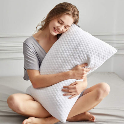 NTCOCO Shredded Memory Foam Bed Pillows for Sleeping King Size Set of 2, with Washable Removable Hypoallergenic Sleep Pillow for Back and Side Sleeper