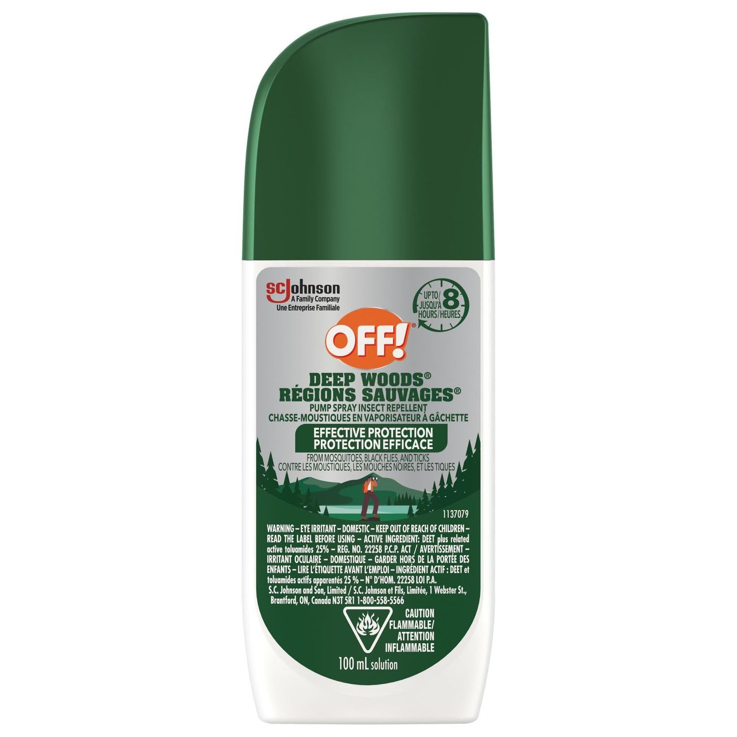 OFF! Deep Woods Insect & Mosquito Repellent Pump Spray, 25% DEET Bug Spray, Long-Lasting Protection Camping Hiking Hunting, Insect Repellent Non-Greasy, Travel Size, 100mL