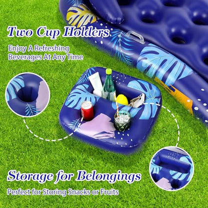 MoKo Inflatable Pool Floats Adult, Water Lounger Raft with Cup Holders
