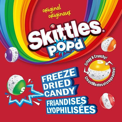 SKITTLES POP’D Original Freeze-Dried Candy, Crunchy Fruity Candy Snack for Sharing, Movie Nights & Parties, 155g