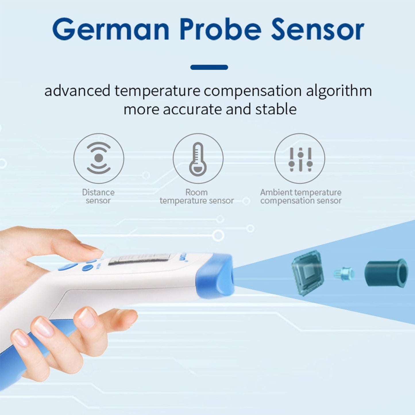 Berrcom Non-Contact Infrared Forehead Thermometer for Adults, Kids & Babies, Digital Thermometer with Fever Alarm & LCD Display, Ideal for Family Use