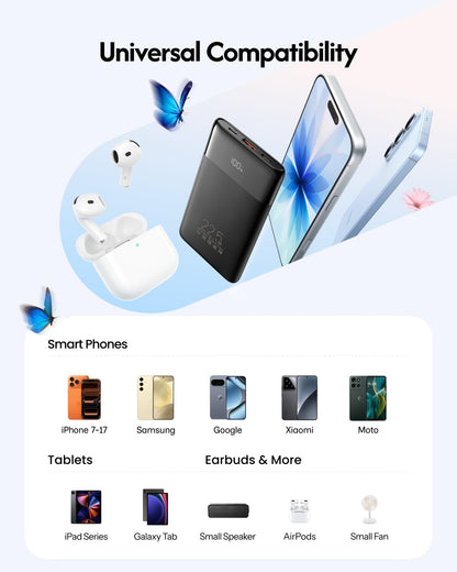 VEGER Portable Charger with Cables, Mini Power Bank 22.5W Fast Charging