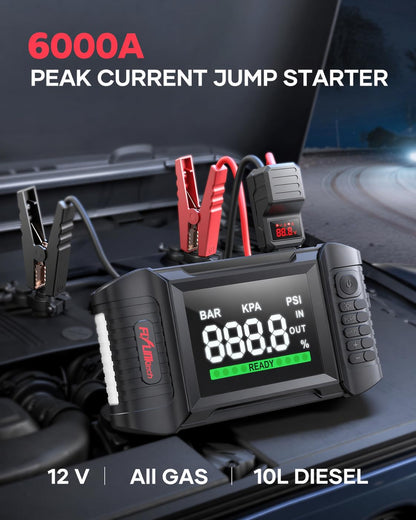 FLYLINKTECH Car Battery Jump Starter with Air Compressor