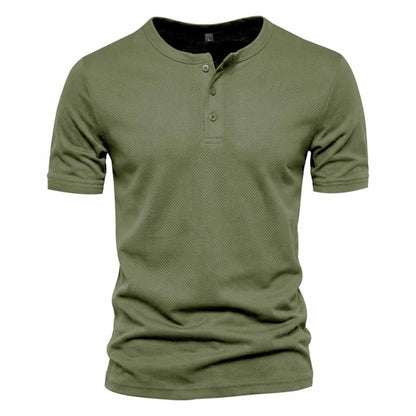 Mens T-Shirts Short Sleeve Button Henley Shirts Placket Crew Neck Slim Fit Breathable Casual Workout Quick Dry Tee Tops Army Green S Small