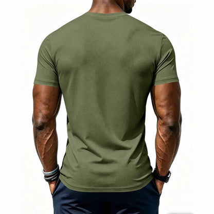 Mens T-Shirts Short Sleeve Button Henley Shirts Placket Crew Neck Slim Fit Breathable Casual Workout Quick Dry Tee Tops Army Green S Small