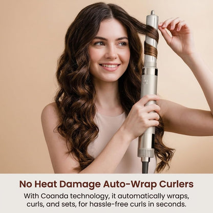 MESCOMB Hot Air Styler & Hair Dryer Brush, High Speed Air Styler for Drying, Volumizing, Curly, Wavy, Straighten, Negative Ionic Multi Styler Without Heat Damage,Platinum Champagne