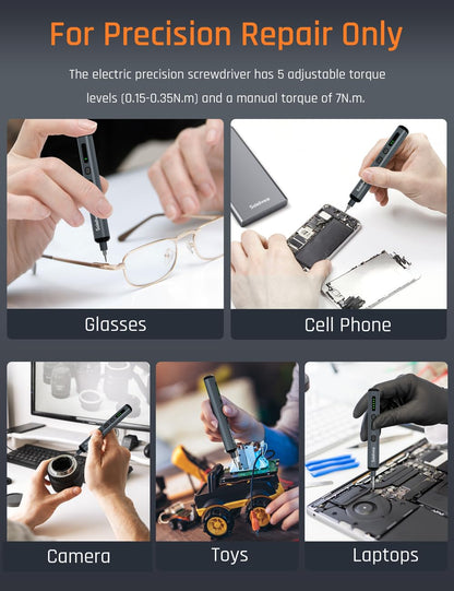 70-in-1 Mini Electric Screwdriver Set, Rechargeable Precision Screwdriver with 5 Torque Settings for Men, Power Repair Tool Kit for Phone, Laptop, PS5, Glasses, Electronics