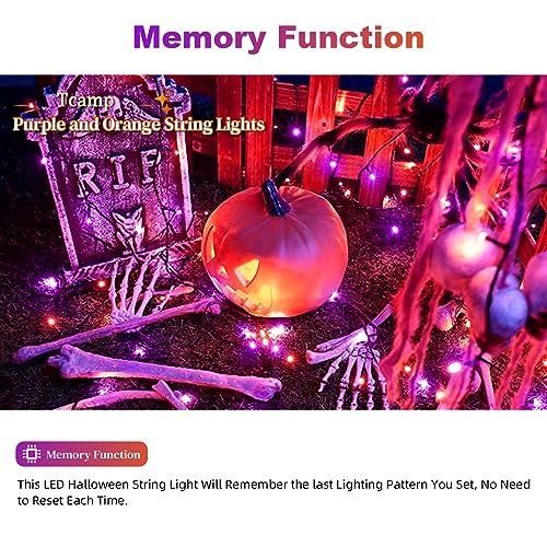 Tcamp 105FT 300 LED Orange Purple Halloween Lights Remote Timer Memory