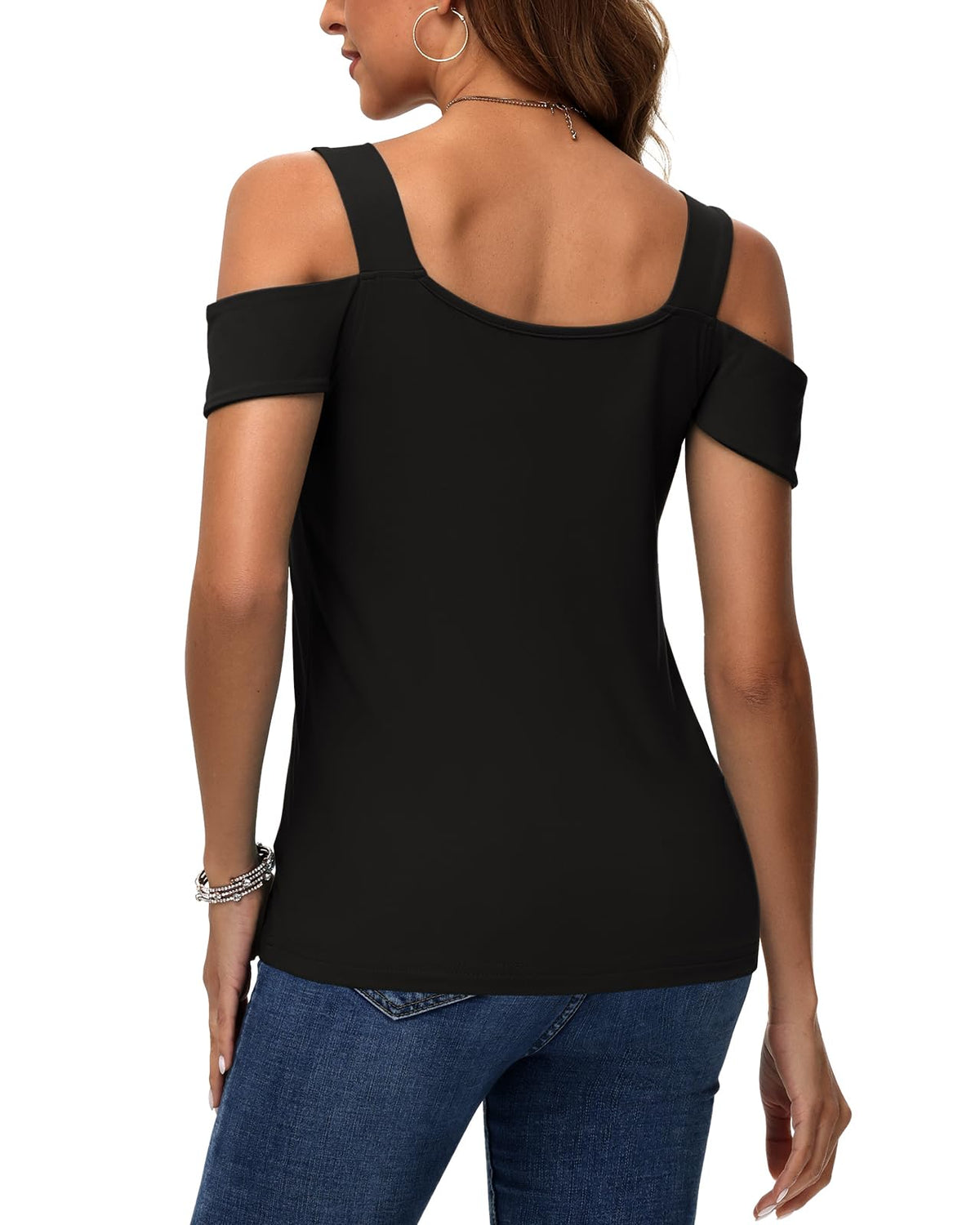 RIROW Summer Cold Shoulder Tops Womens Tank Tops Off the Shoulder Shirts L
