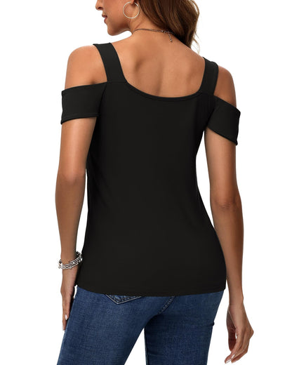 RIROW Summer Cold Shoulder Tops Womens Tank Tops Off the Shoulder Shirts L