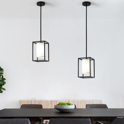 Black Pendant Lights Kitchen Island 2 Pack, Modern Small Lantern Kitchen Pendant Lighting Over Island, Farmhouse Kitchen Island Lights Ceiling Hanging, Industrial Cage Pendant Light Fixtures