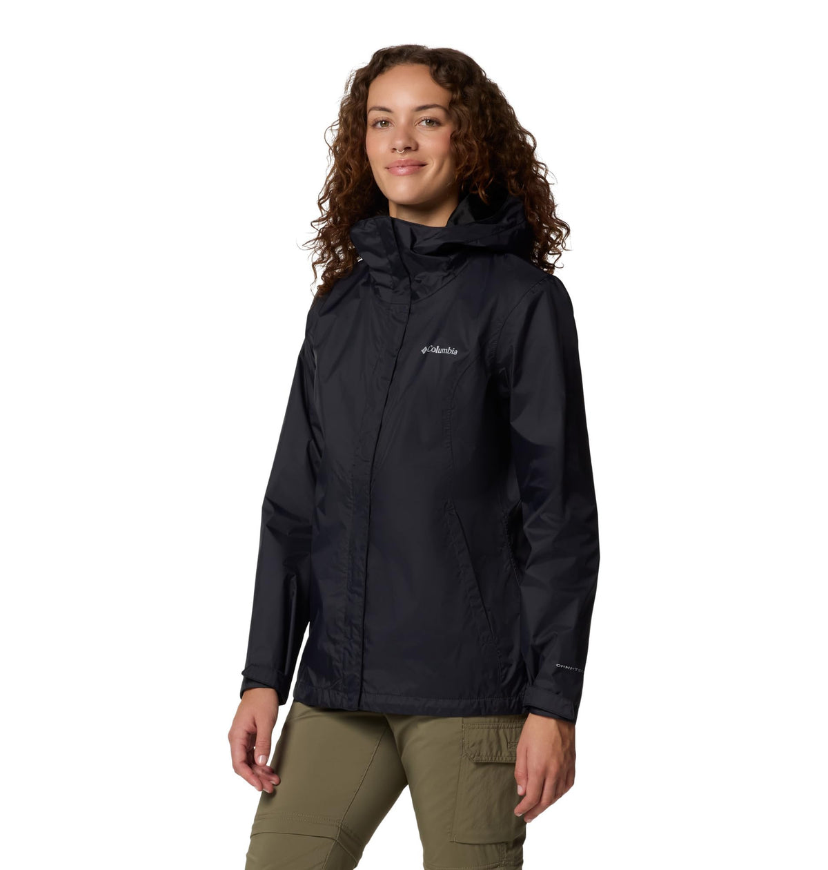 Columbia Womens Arcadia II Waterproof Rain Jacket, Black, 1X