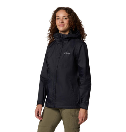 Columbia Womens Arcadia II Waterproof Rain Jacket, Black, 1X