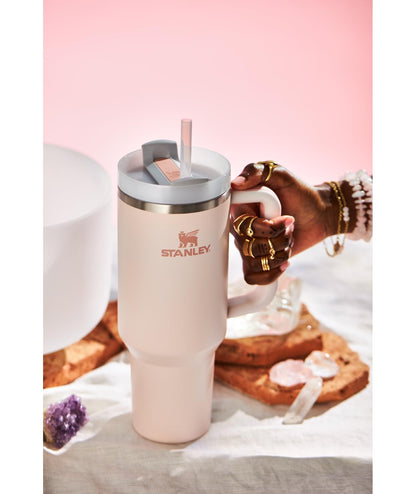 Stanley Quencher H2.0 Tumbler with Handle and Straw 40 oz | Flowstate 3-Position Lid | Cup Holder Compatible for Travel | Insulated Stainless Steel Cup | BPA-Free | Rose Quartz 2.0