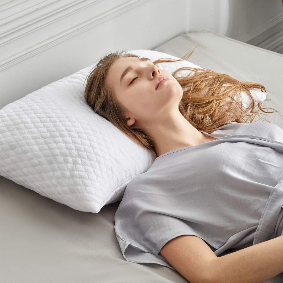NTCOCO Shredded Memory Foam Bed Pillows for Sleeping King Size Set of 2, with Washable Removable Hypoallergenic Sleep Pillow for Back and Side Sleeper