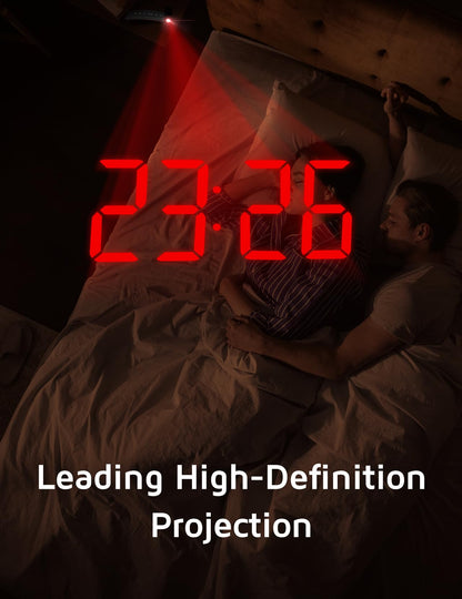 GOLOZA Projection Alarm Clock, Digital Clock with 180° Rotatable Projector