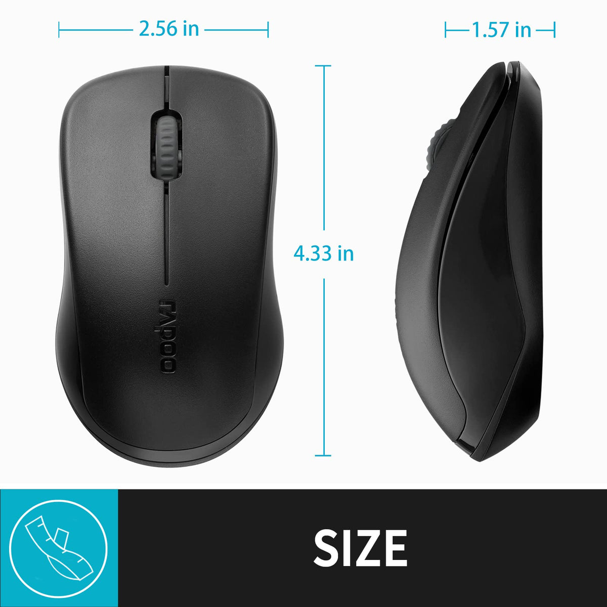 RAPOO 1680 Quiet 2.4GHz Wireless Mouse 1000 DPI 3 Buttons Optical Mouse