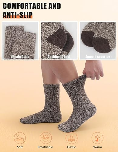 YADIFEN 5 Pairs Merino Wool Socks for Men Winter Cold Weather Extra Warm