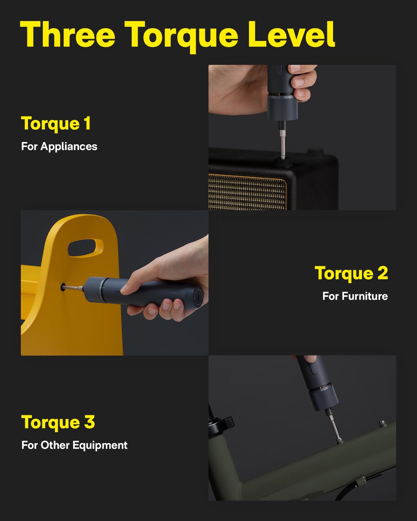 HOTO Electric Screwdriver Set, 3.6V Cordless Screwdriver Set USB-C, 3 Torque Settings, 1500mAh Battery, LED Light & 12 S2 Metal Bits for Furniture/Electrical Repairs