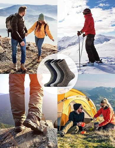 YADIFEN 5 Pairs Merino Wool Socks for Men Winter Cold Weather Extra Warm