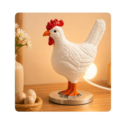 Chicken Shaped Lamp White Hen Night Light Animal Decor Farmhouse Home Gift