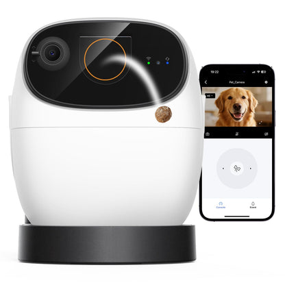 Robot M3 3K Pet Camera Treat Dispenser with 32ft Remote Tossing for Dogs & Cats – Reduces Separation Anxiety, 360° View, Indoor Security Camera with Phone App, Barking Alerts, No Subscription, 5G WiFi