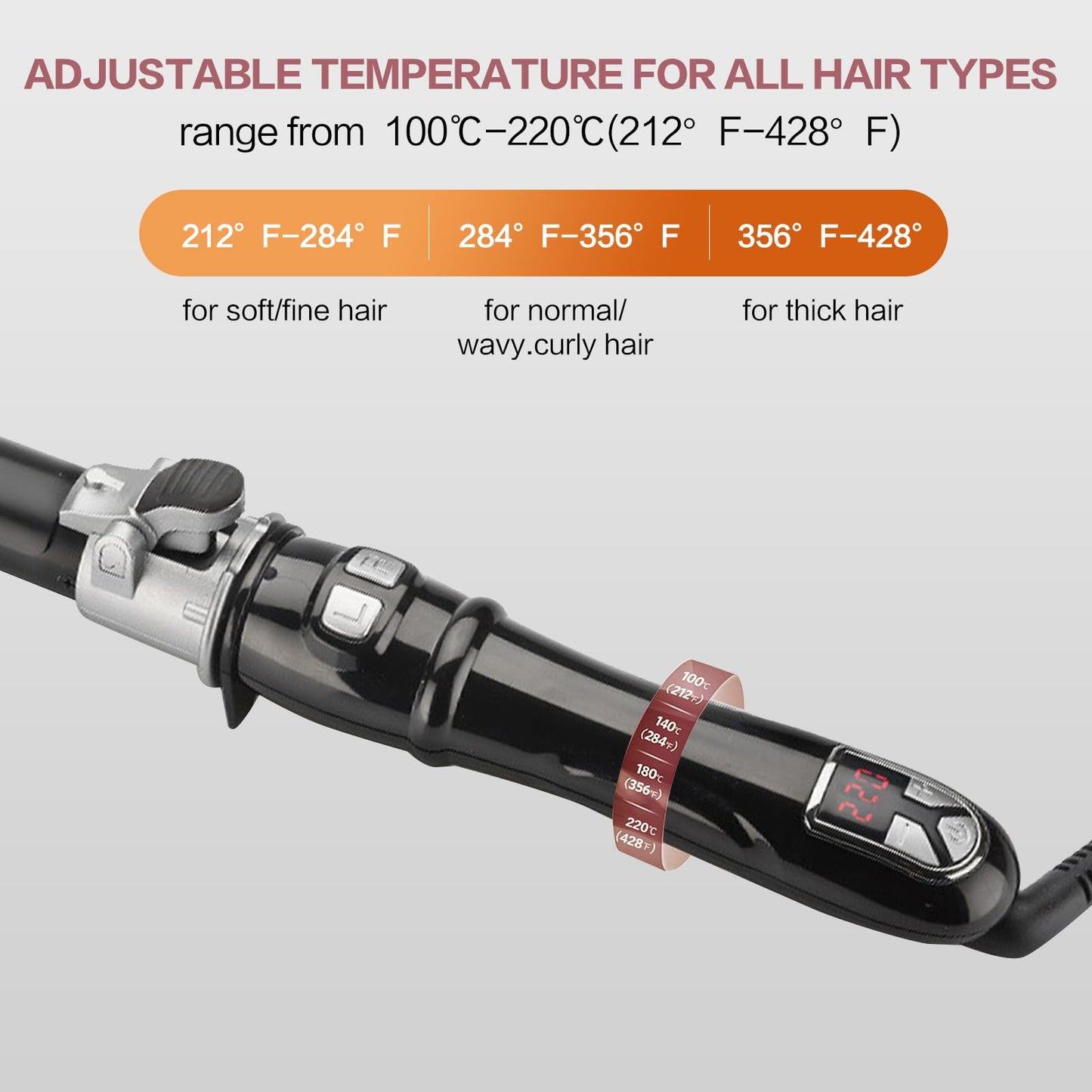 TANSHINE Automatic Rotating Curling Iron,Auto Hair Curling Wand Spining Hair Curler,Hair Styling Self Hair Waver with Adjustable Heat Setting,60 Mins Auto Off,32mm Barrel,1.25 Inch,Black