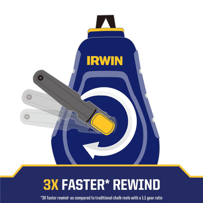 Irwin Tools IRWIN STRAIT-LINE COMPACT Chalk Reel, with Blue Chalk, 100 ft. (IWHT48440BC)