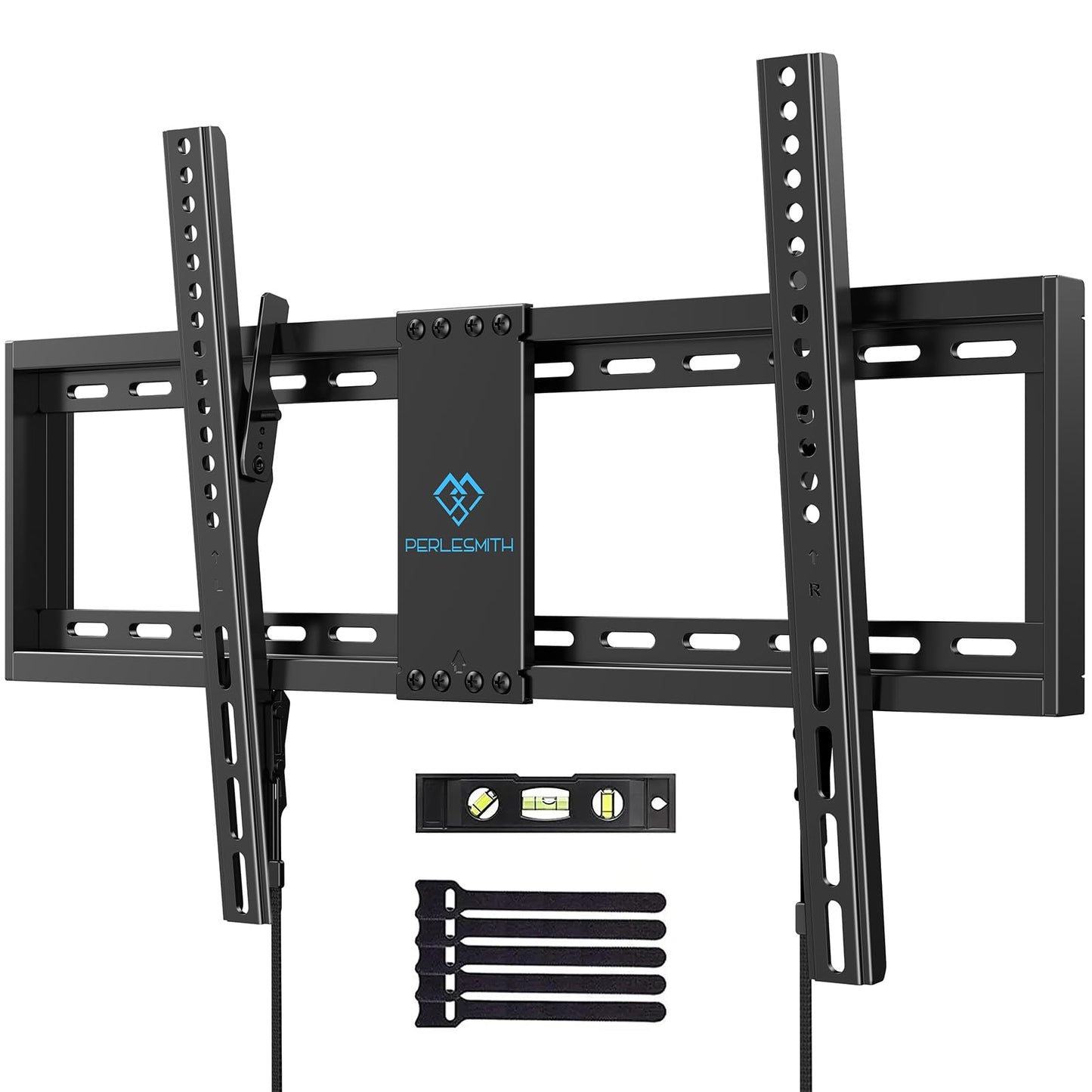 PERLESMITH Tilting TV Wall Mount for 37-82 Inch Flat Curved TVs, Low Profile Tilt TV Mount up to 132 lbs, Wall Mount Bracket Fits 16”/18”/24” Wood Studs, Max VESA 600x400mm, PSLTK1