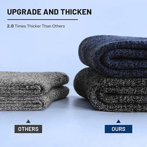 SIMIYA 5 Pairs Merino Wool Socks Extra Thick for Winter Cold Weather