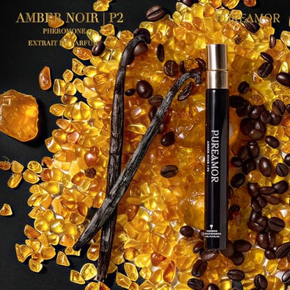 PUREAMOR Pheromone Perfume for Women, Amber Noir Extrait de Parfum - Long Lasting Vanilla Amber Scent, 30% High Concentration, Travel Size Fragrance Spray, 0.4 oz / 12ml