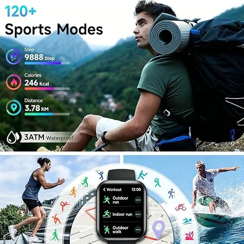 Quican Smart Watch for Women (Android/iPhone), 1.8" UHD Alexa Smart Women Watch with Calls/Messages, 3ATM 120+ Sport Modes Fitness Tracker Watch with SpO2/Heart Rate Monitor, Sleep/Activity Tracker