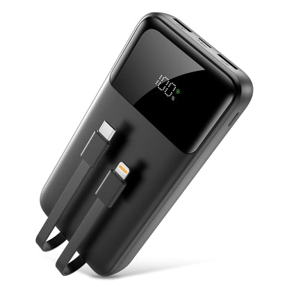 Power Bank Portable Charger 40000mAh, 22.5W Fast Charging, Built-in USB-C & Lightning Cables, Charge 5 Devices Simultaneously LCD Display for iPhone and Android Phones and Most Electronic Devices