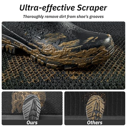 Front Door Mat Outdoor Mats for Entrance Dirt Trapper Doormat Welcome Mat Heavy Duty Non Slip Rubber Entry Mats for Outside Indoor Black 43X75cm