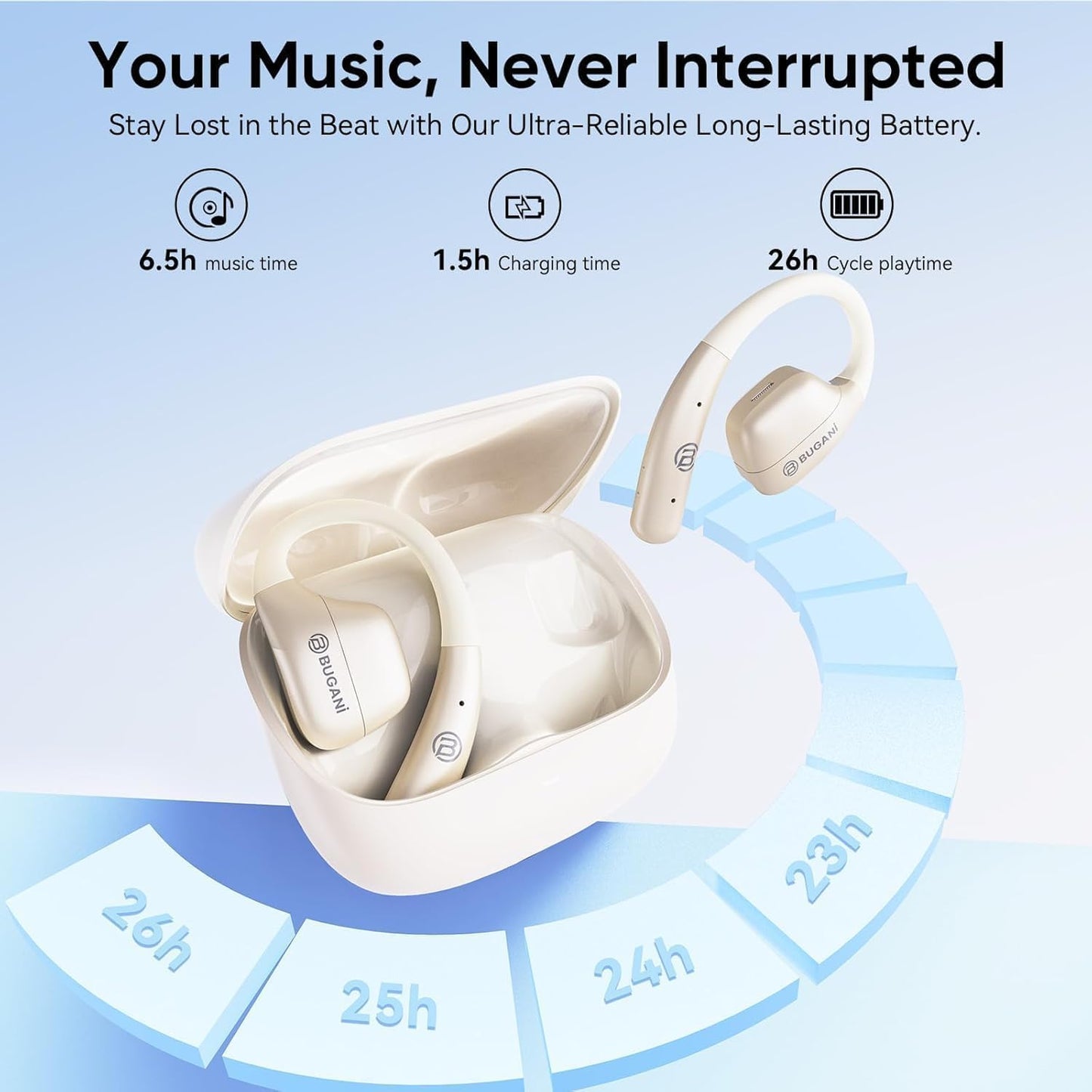 Open Ear Earbuds, Open Ear Headphones, Running Earbuds Wireless, Headphones Bluetooth Wireless 5.4, Noise Cancelling Earbuds 75H Playtime, IPX5 Waterproof Earphones for Running, Sport (Gold Rose)