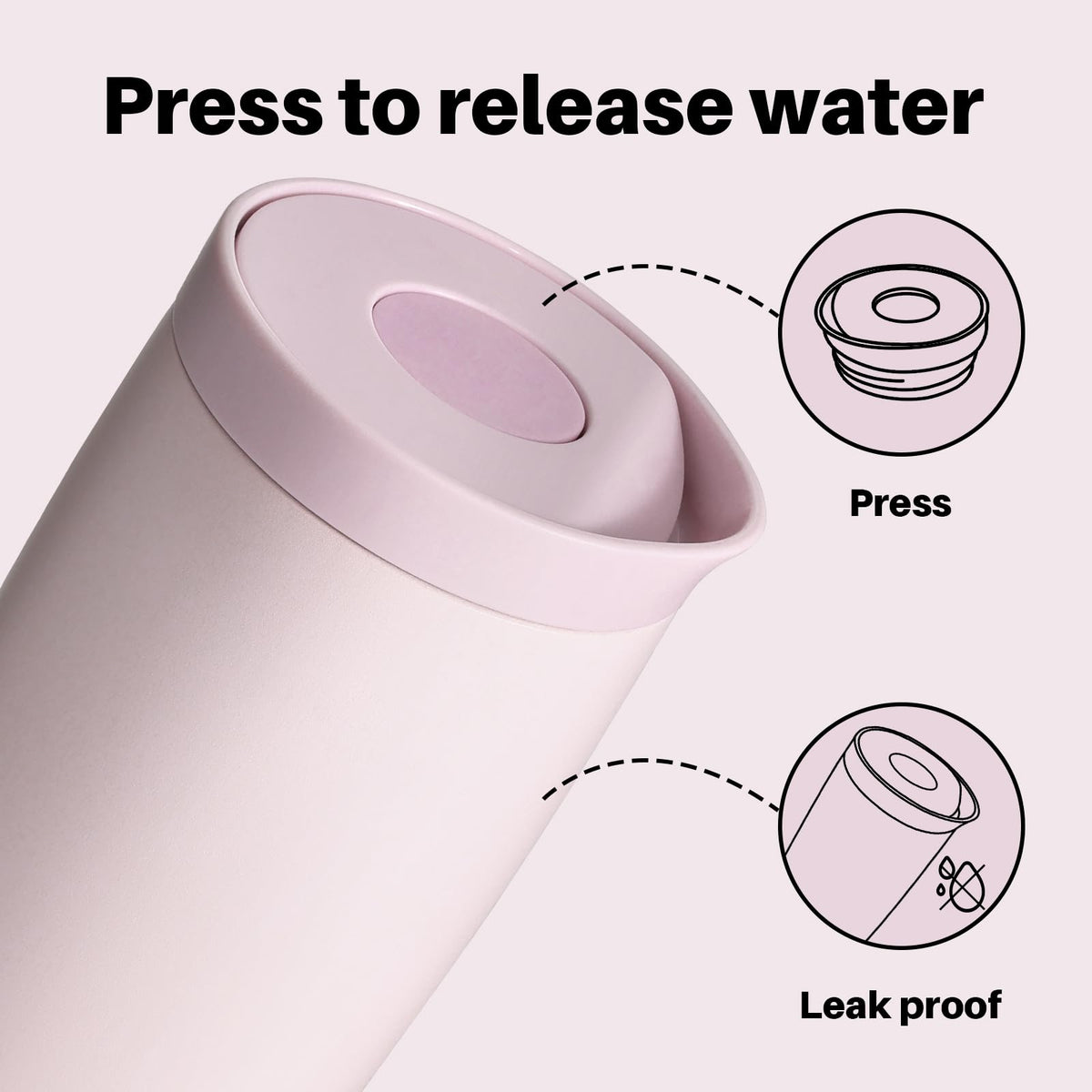 BOTTLE BOTTLE Insulated Coffee Tumbler with Push Button Lid 16oz(Pink)