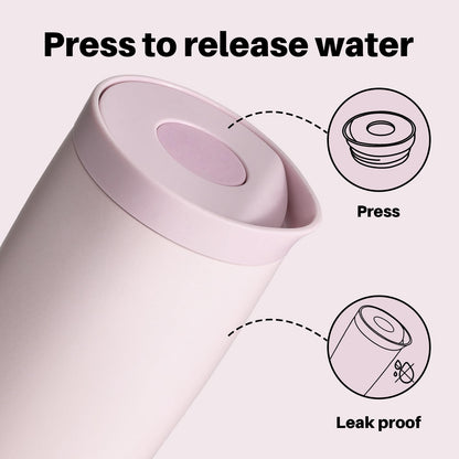 BOTTLE BOTTLE Insulated Coffee Tumbler with Push Button Lid 16oz(Pink)