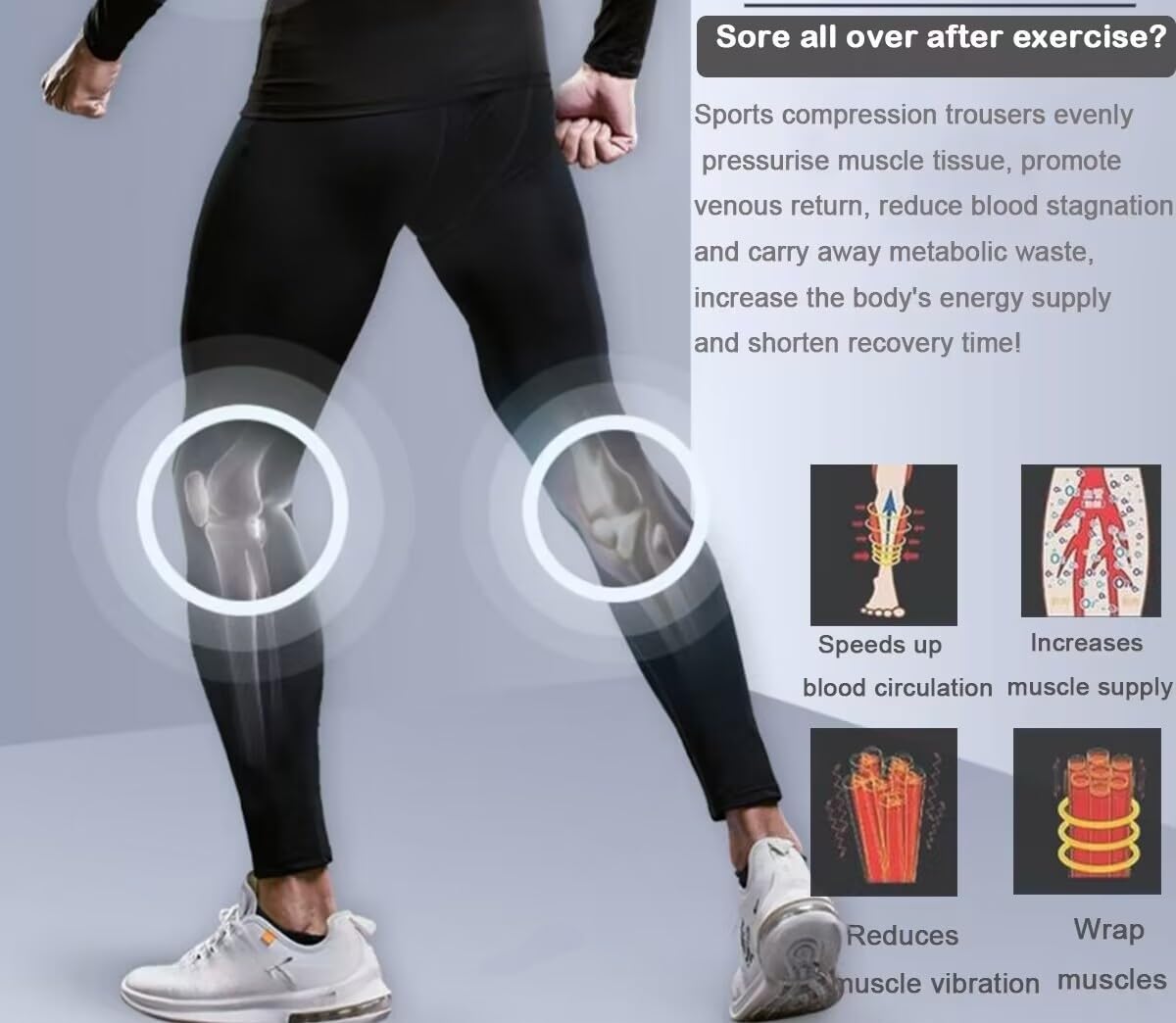 Smatstyle Men’s Compression Pants Athletic Compression Leggings Sports Tights Fit Running Base Layer Workout Basketball Gym (CA/US, Alpha, Large, Regular, Regular, White)