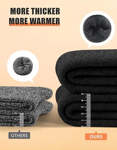 YADIFEN 5 Pairs Merino Wool Socks for Men Winter Cold Weather Extra Warm | Thermal Super Thick Hiking Sock Cozy Size 7-13 13-15