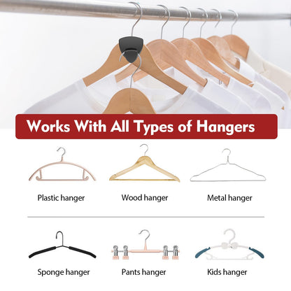 Space Saving Hangers 20Pcs, Upgrade 40Lb(Max) Heavy Duty Hanger Hooks Space Saver for Clothes, Hanger Connector Hooks, Plastic Clothes Hanger for Closet Organizer, Black