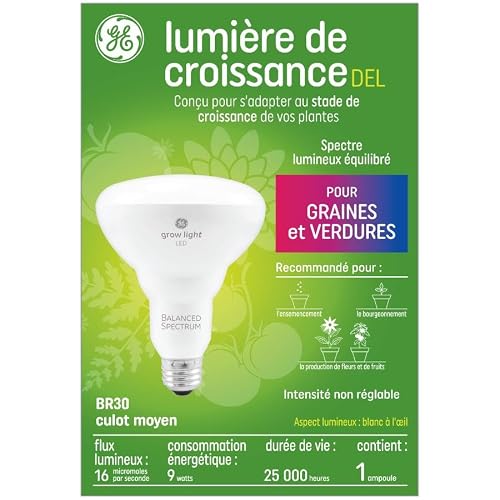 GE Lighting BR30 Full Spectrum LED Grow Light Bulb for Indoor Plants - 9W, Full, Balanced Lighting for Seeds & Greens