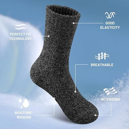 SIMIYA 5 Pairs Merino Wool Socks Extra Thick for Winter Cold Weather