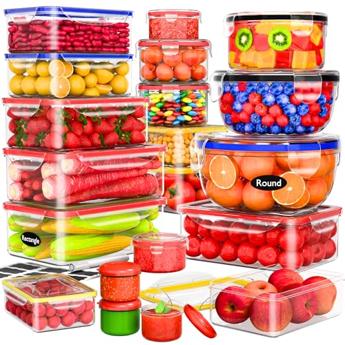 RockBerry 40 PCS Food Storage Containers with Lids Airtight | Plastic Container for Kitchen Organization-Microwave Dishwasher,Freezer Safe 100% Leak Proof (20 Stackable Boxes-20 Lids)