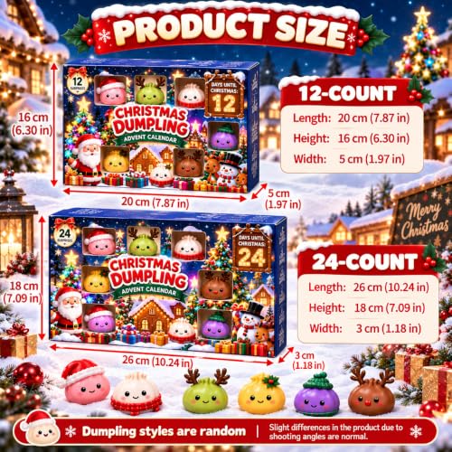 Christmas Dumpling Advent Calendar, 12 or 24 Day Holiday Countdown Decor | 1k+ Sales this month: Christmas dumpling advent calendar with festive designs, daily surprises, and holiday display charm